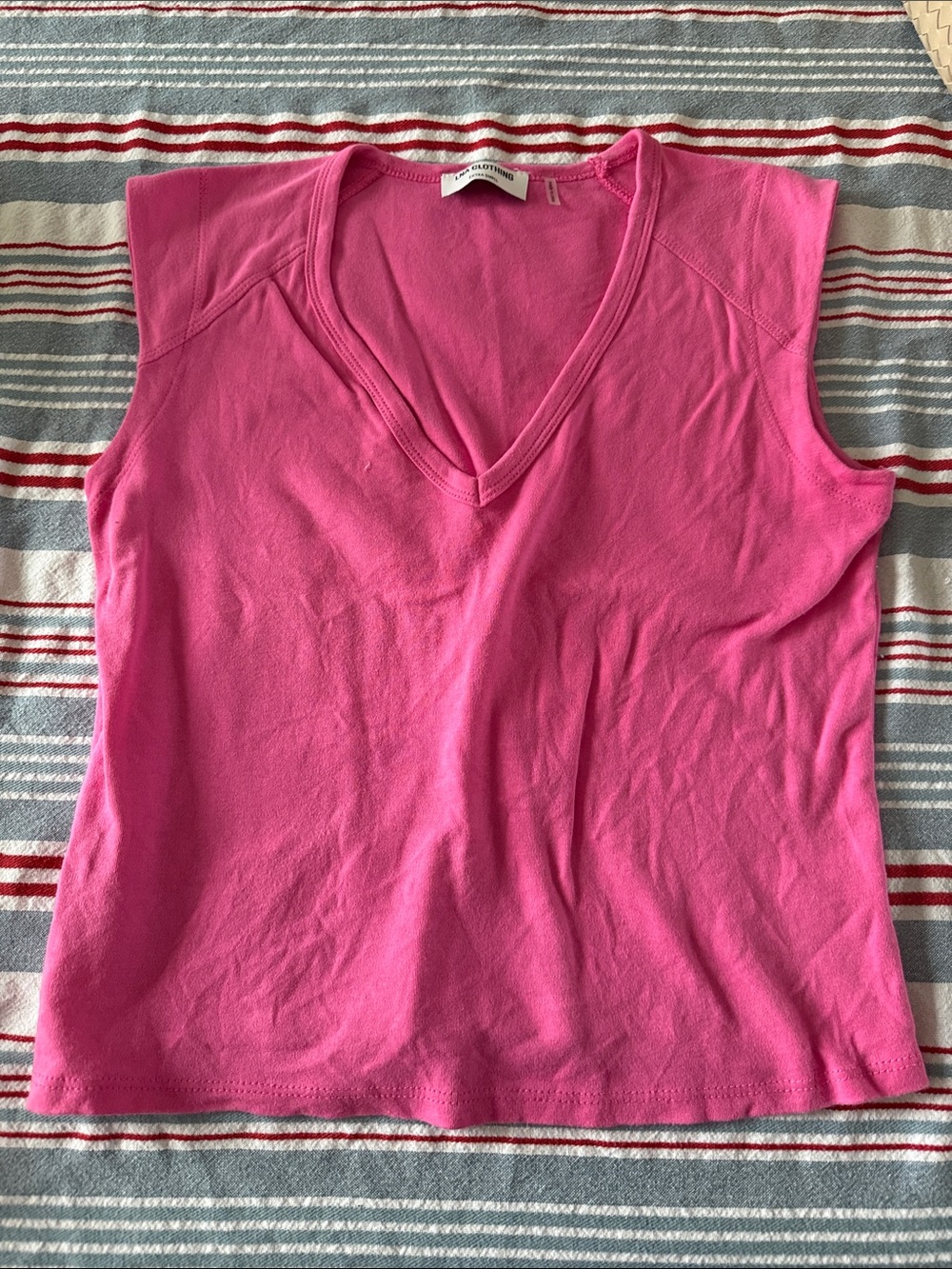 LNA Bright Pink V-Neck Sleeveless Tank